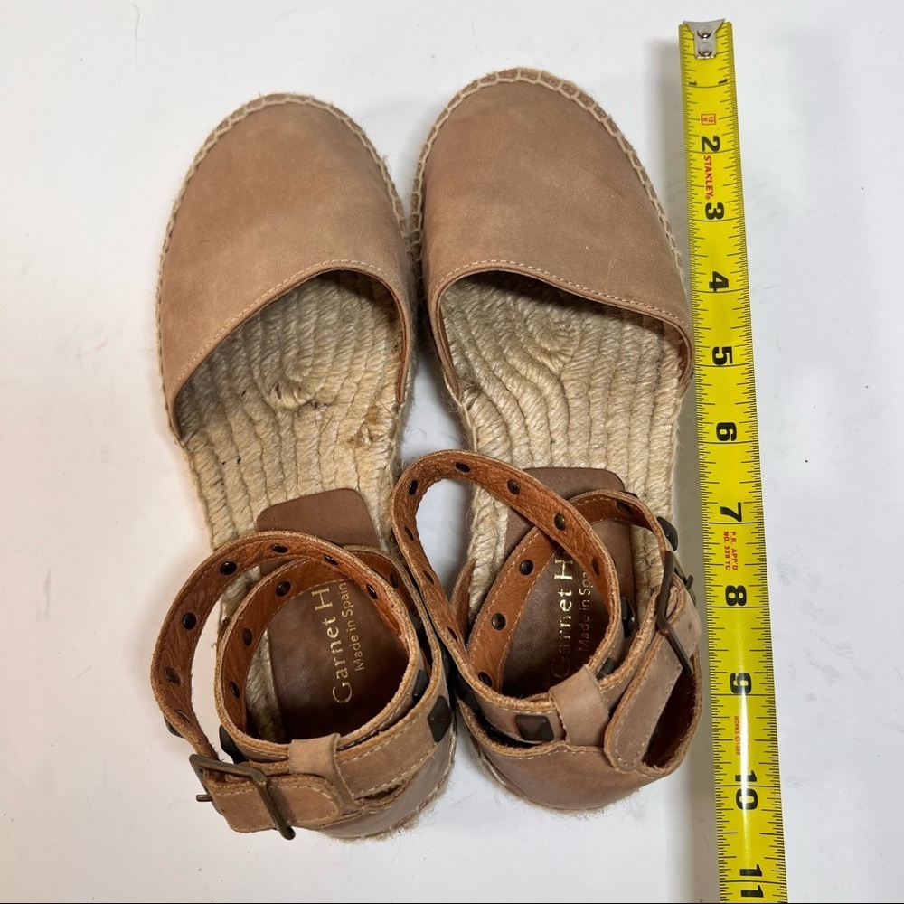Garnet Hill Womens Espadrille Margo Studded Straps Wrap Sandals Sz 37Tan Leather - Picture 14 of 16
